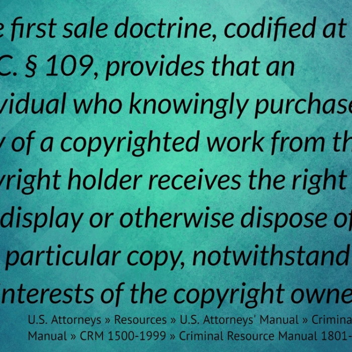 “First-Sale” Resellers Rejoice